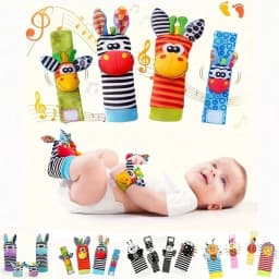 4Pcs Delightful Baby Rattle Sock Toys - Perfect for Kids - Stimulate Learning and Teething Fun!