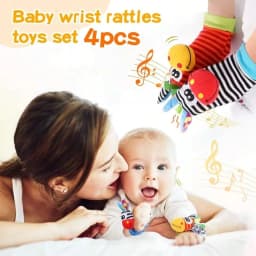 4Pcs Delightful Baby Rattle Sock Toys - Perfect for Kids - Stimulate Learning and Teething Fun!