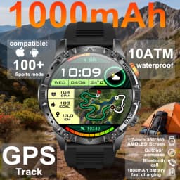 1000mAh Super Capacity Battery Outdoor GPS Smart Watch Men Compass 3ATM Waterproof HD BT Call 1.7inch Screen Smartwatch 2026 New