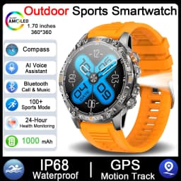 1000mAh Super Capacity Battery Outdoor GPS Smart Watch Men Compass 3ATM Waterproof HD BT Call 1.7inch Screen Smartwatch 2026 New