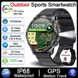 1000mAh Super Capacity Battery Outdoor GPS Smart Watch Men Compass 3ATM Waterproof HD BT Call 1.7inch Screen Smartwatch 2026 New
