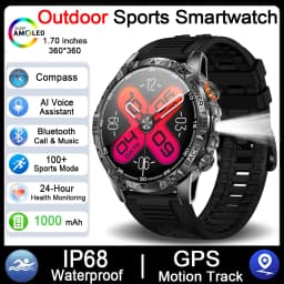 1000mAh Super Capacity Battery Outdoor GPS Smart Watch Men Compass 3ATM Waterproof HD BT Call 1.7inch Screen Smartwatch 2026 New