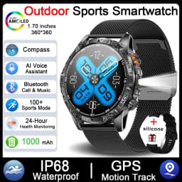 1000mAh Super Capacity Battery Outdoor GPS Smart Watch Men Compass 3ATM Waterproof HD BT Call 1.7inch Screen Smartwatch 2026 New