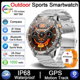 1000mAh Super Capacity Battery Outdoor GPS Smart Watch Men Compass 3ATM Waterproof HD BT Call 1.7inch Screen Smartwatch 2026 New