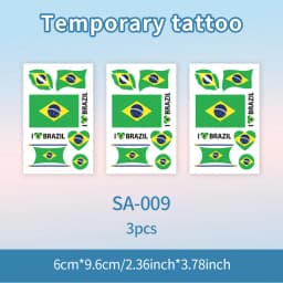 Brazil Flag Temporary Tattoo Sticker, Long-lasting and Waterproof, Festival, Football, Soccer Fan Stickers, Arm, Face