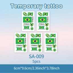 Brazil Flag Temporary Tattoo Sticker, Long-lasting and Waterproof, Festival, Football, Soccer Fan Stickers, Arm, Face