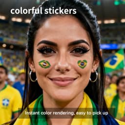 Brazil Flag Temporary Tattoo Sticker, Long-lasting and Waterproof, Festival, Football, Soccer Fan Stickers, Arm, Face