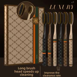 6-piece luxury household wide head adult ultra-fine soft bristled toothbrush, suitable for adults couples traveling for cleaning