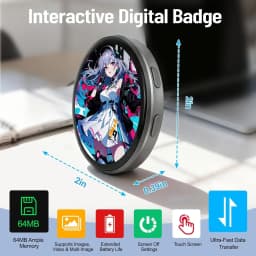 Anime E-Badge Display Pin Dynamic Electronic Badge Anime Merchandise Digital Display Badge Dynamic Gift For Otaku Fans Friends