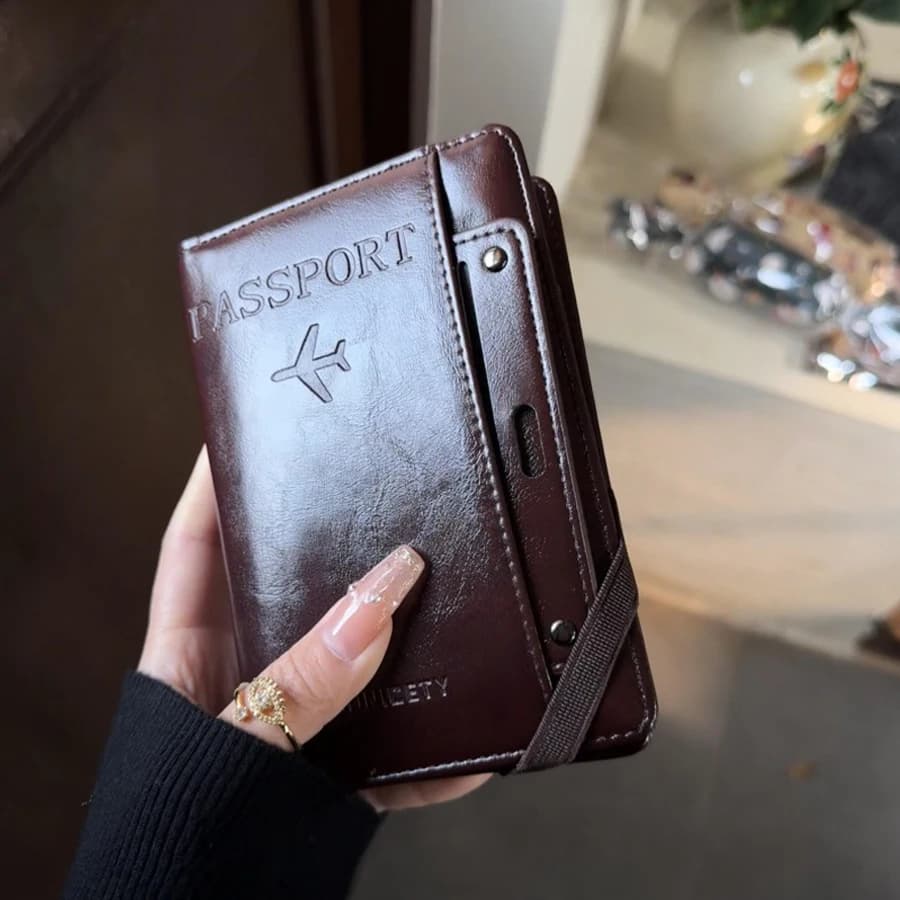 Passport Holder and Wallet in One, Anti-Theft, Anti-Degaussing, Multi-Functional Document and Card Storage Bag, Travel Ticket Holder, Portable Business and Travel Document Organizer, Essential Document Protection Cover for Going Abroad