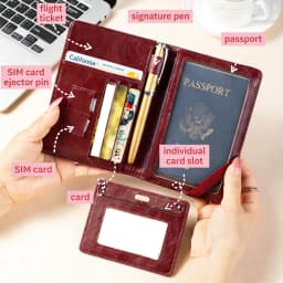 Passport Holder and Wallet in One, Anti-Theft, Anti-Degaussing, Multi-Functional Document and Card Storage Bag, Travel Ticket Holder, Portable Business and Travel Document Organizer, Essential Document Protection Cover for Going Abroad