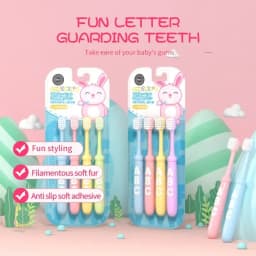 4PCS Alphabet Cartoon Soft Bristle Kids Toothbrushes, Ideal for 3-12-Year-Olds - Adorable Design & Effective Cleaning