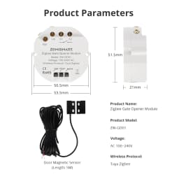 Zemismart Zigbee Smart Garage Door Controller Mini Inline Switch Gate Opener Timeout Alarm Work with Tuya Smart Life App