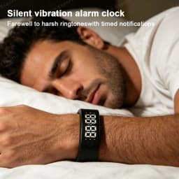 Vibrating Alarm Clock Watch Heavy Sleepers Silent Wake-Up Smart Bracelet Men Women Adjustable Wearable Vibration Wrist Band Ht30