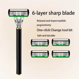 3 Pieces/1 Handle + 36 Blades, Men's Green 6-Layer Premium Classic Manual Razor