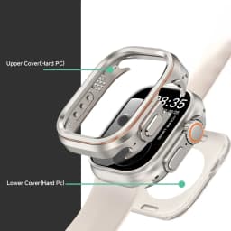 Metal + PC Cover for Apple Watch Ultra 3/2/1 49mm Anti-Scratch Shockproof Protective Case for Iwatch 49MM Rhombus Pattern / Halo