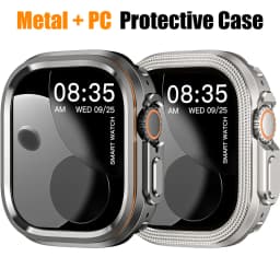 Metal + PC Cover for Apple Watch Ultra 3/2/1 49mm Anti-Scratch Shockproof Protective Case for Iwatch 49MM Rhombus Pattern / Halo