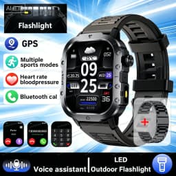 2026 New Military-grade Smart Watch Men GPS Flashlight 3ATM Waterproof Watch Bluetooth Call 100+Sport Outdoor Smartwatch Pk Ht30