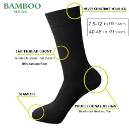 Match-Up Men Bamboo Grey Socks Breathable Anti-Bacterial man Business Dress Socks (6 Pairs/Lot)