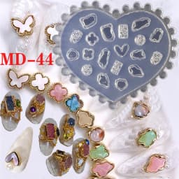 SNASAN Tiny Beads Flower Bear Leaf Shell Dolphin Beauty Nail Art Resin Silicone Mould DIY Tool UV Epoxy Resin Box Silicone Mold