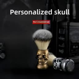 1Pc Men's Vintage Skull Head Beard Brush, Men's Shaving Care Facial Brush, Suitable for Valentine's Day, Father's Day Gift