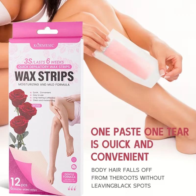 12 Pcs Depilatory Wax Strips Waxing Kit for Women Men Face Leg Arm Body Gentle Non-Irritating Quick Easy Hair Beauty Tools