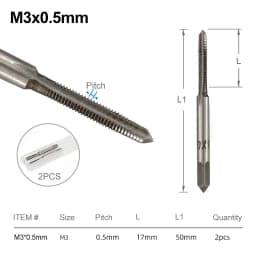 XCAN Thread Tap Set Right Hand Straight Flute Tap M3 M4 M5 M6 M7 M8 M10 M12 M14 M16 Metric 2pcs Threading Tool Screw Tap Drill