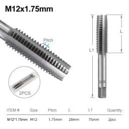 XCAN Thread Tap Set Right Hand Straight Flute Tap M3 M4 M5 M6 M7 M8 M10 M12 M14 M16 Metric 2pcs Threading Tool Screw Tap Drill
