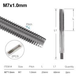 XCAN Thread Tap Set Right Hand Straight Flute Tap M3 M4 M5 M6 M7 M8 M10 M12 M14 M16 Metric 2pcs Threading Tool Screw Tap Drill