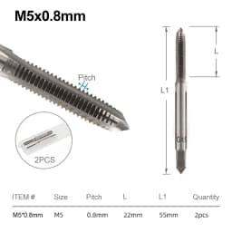 XCAN Thread Tap Set Right Hand Straight Flute Tap M3 M4 M5 M6 M7 M8 M10 M12 M14 M16 Metric 2pcs Threading Tool Screw Tap Drill