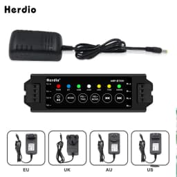 Herdio 4-Way Home Power Amplifiers Audio Bluetooth & Aux Mini Amplifier for Bathroom Wall Ceiling Speakers EU/US/UK/AU Plug