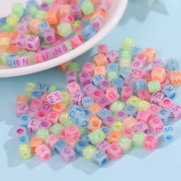 Diy Letter Beads Square Shape Bead Acrylic 6mm Single Colorful Alphabet Beads Women for Jewelry Making Bracelet Necklace 100pcs