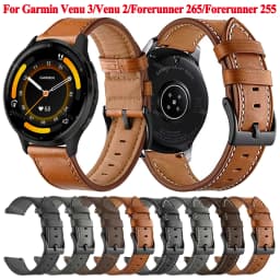 22mm Leather Strap For Garmin Venu 3 2 Venu3 Venu2 Forerunner 265 255 Music Vivoactive 4 Smart Watch Band Bracelet