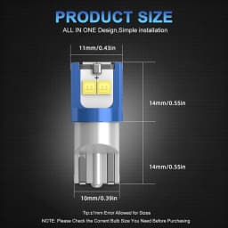 2Pcs W5W 3030 SMD Car T10 LED 194 168 Wedge Replacement Reverse Instrument Panel Lamp White Blue Bulbs For Clearance Lights