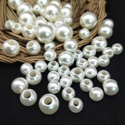 Round Shape Big Hole Straight Hole Imitation Pearls Beige Beads Handmade DIY Making Jewelry Accessories High Quality
