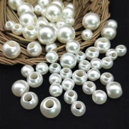 Round Shape Big Hole Straight Hole Imitation Pearls Beige Beads Handmade DIY Making Jewelry Accessories High Quality