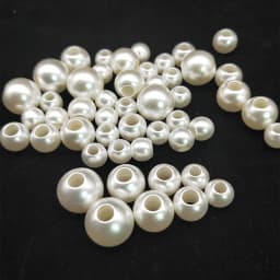Round Shape Big Hole Straight Hole Imitation Pearls Beige Beads Handmade DIY Making Jewelry Accessories High Quality