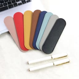 Custom Letters PU Leather Pencil Case Advertising Company Logo School Office Small Pen Holder Ballpen Storage Bag DIY Name Gift
