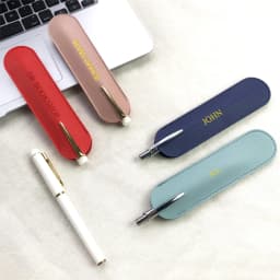 Custom Letters PU Leather Pencil Case Advertising Company Logo School Office Small Pen Holder Ballpen Storage Bag DIY Name Gift