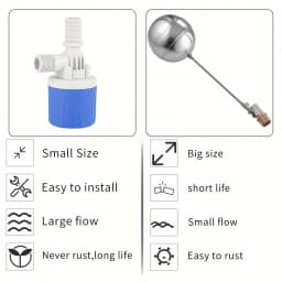 Fully Automatic Water Level Control Float Valve, Automatic Shut-Off Mini Float Valve, No Electricity Required, Automatic Water Level Controller for Water Tanks and Water Towers