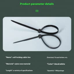 100 PCS Self-locking Plastic Nylon Tie Black Fastening Strap Cable-Tie-Set Cable Zip Tie Fastening Ring Zip Wraps Strap Tie