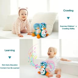 Baby Crawling Toys Musical Penguin Infant Moving Walking Dancing Toys with Light Toddler Interactive Development Tummy Time Gift