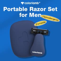 Colorlamb Portable Manual Men Razor with 3 Layers Blades Stainless Steel Cartridges Dark Blue Color Barber Shaver