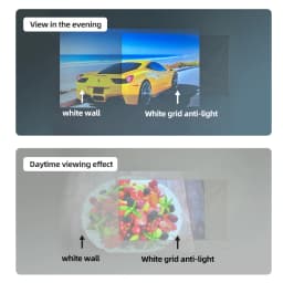 VEIDADZ Projector Screen 60 72 84 100 120 130 in White Grid Anti-Light 160° Viewing Angle Reflective Screen Indoor Outdoor Movie