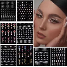 1 Pcs Self Adhesive Colored Diamonds Eyeshadow Stickers Color Crystal Diamond DIY Eyes Face Body Makeup Decorations Rhinestones