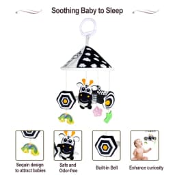 Black and White High Contrast Baby Toys Car Seat Toys for Newborn Hanging Stroller Toy for 0 12 Months Infant Rattle Toys