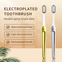 Kingubznis Gold Toothbrush Luxury Gold Silver Teeth Brush Men Women Adult Toothbrushes Brand New Electroplated Dental Brushes