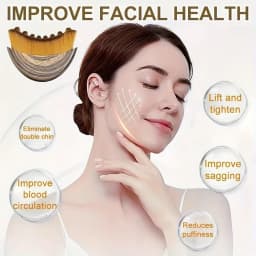 Contour Brush,Lymphatic Contour Facial Brush&Brass Lotus Eye Massage Stick Sandalwood Face Eye Meridian Acupressure Massage Tool