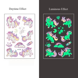 5 Sheets Luminous Tattoo Stickers Temporary Colorful Animal Dinosaur Tattoo Fake Tattoo for Body Hand Face