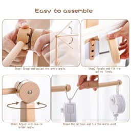 Baby Wooden Bracket Bed Bell 0 6 Months Toy Bracket Accessories Hanging Bracket Soft Mobile On the Bed Baby Room Decoration Crib